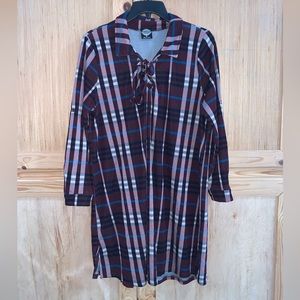 Cal style plaid flannel collared shirt dress size M